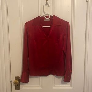 Red silk blouse